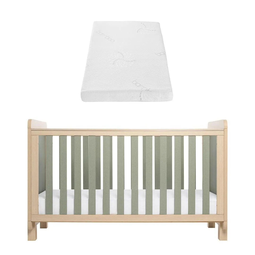 Tutti Bambini Kuba Cot Bed - Golden Oak / Sage Weave