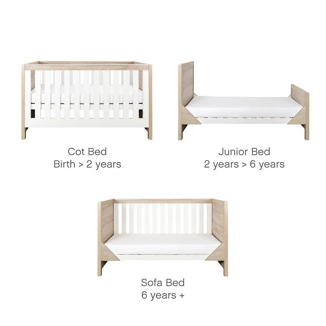 Tutti Bambini Modena 3 in 1 Cot Bed - White/Oak