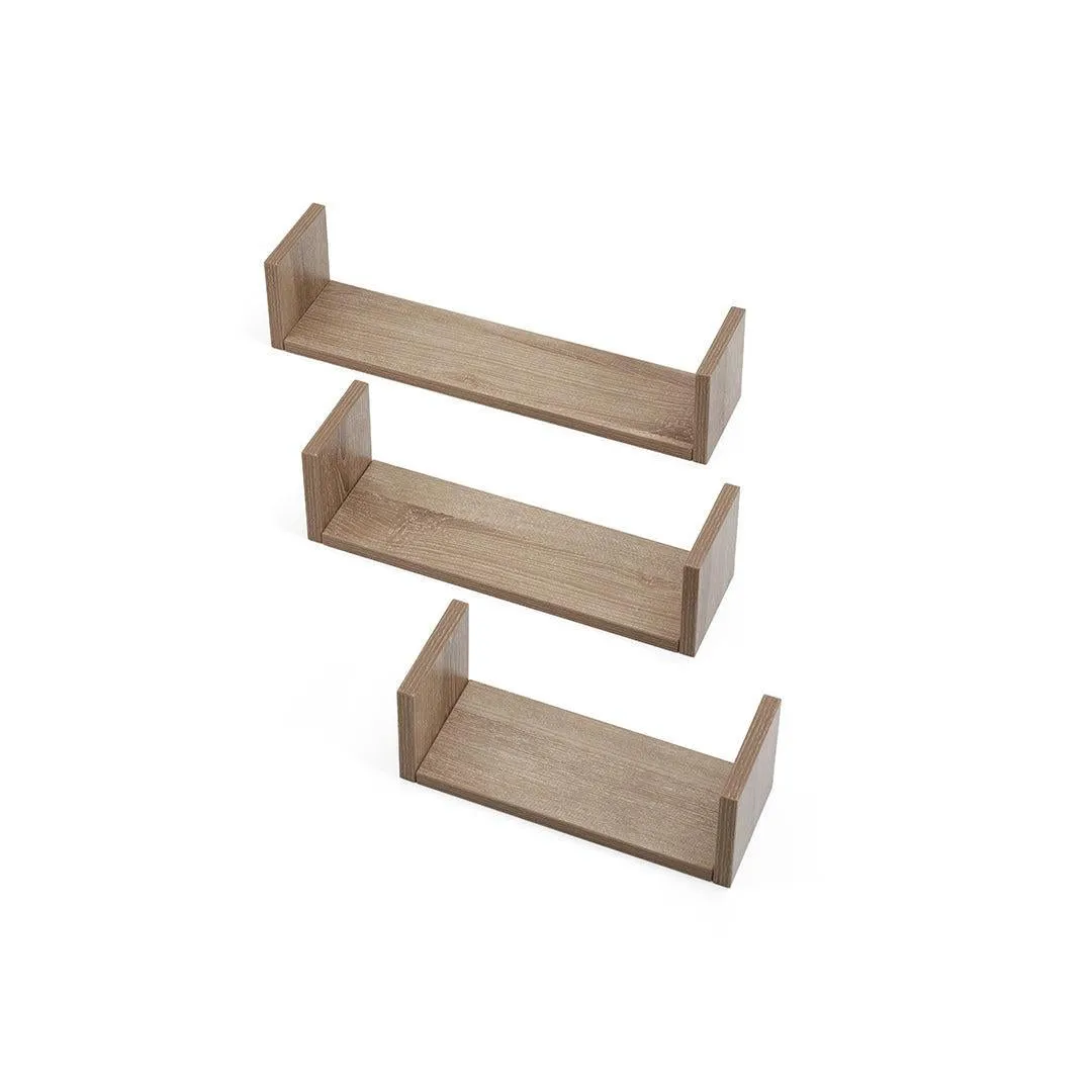 Tutti Bambini Modena Set of Three U-Shaped Wall Shelves - Oak