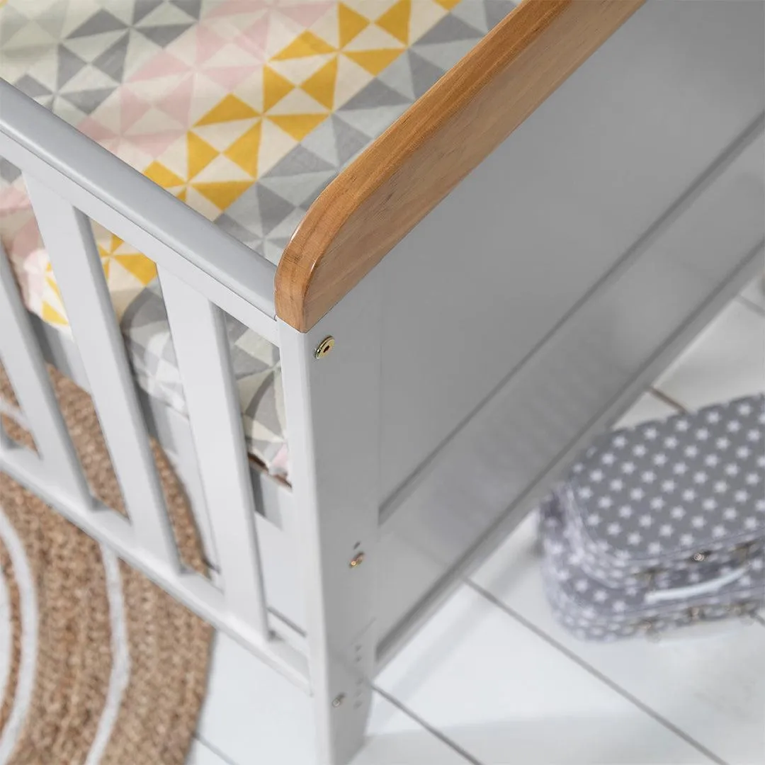 Tutti Bambini Rio Cot Bed with Cot Top Changer & Mattress - Dove Grey/Honey Oak