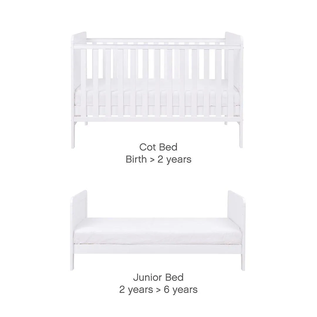 Tutti Bambini Rio Cot Bed with Cot Top Changer & Mattress - White