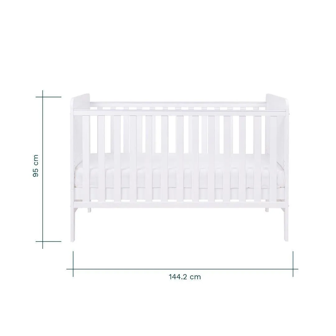 Tutti Bambini Rio Cot Bed with Cot Top Changer & Mattress - White