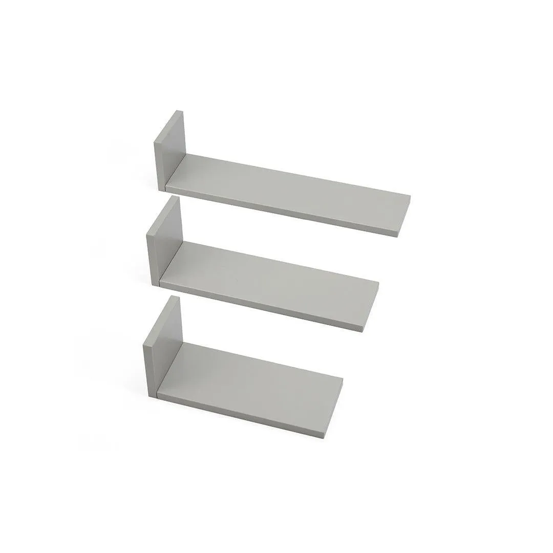 Tutti Bambini Rio Set of Three L-Shaped Wall Shelves - Dove Grey
