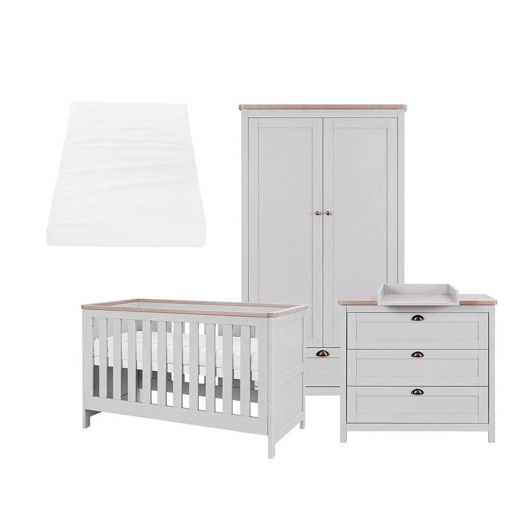 Tutti Bambini Verona 3 Piece Room Set - Dove Grey/Oak