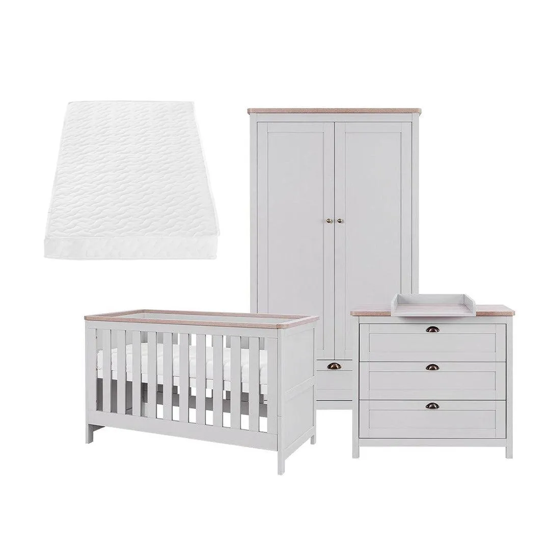 Tutti Bambini Verona 3 Piece Room Set - Dove Grey/Oak