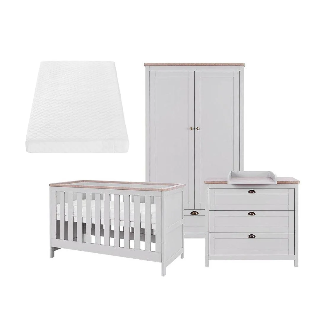 Tutti Bambini Verona 3 Piece Room Set - Dove Grey/Oak
