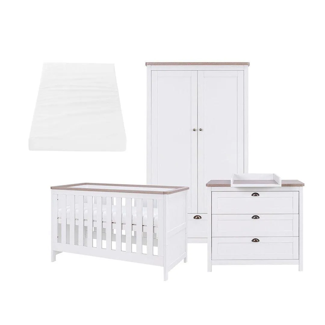 Tutti Bambini Verona 3 Piece Room Set - White/Oak