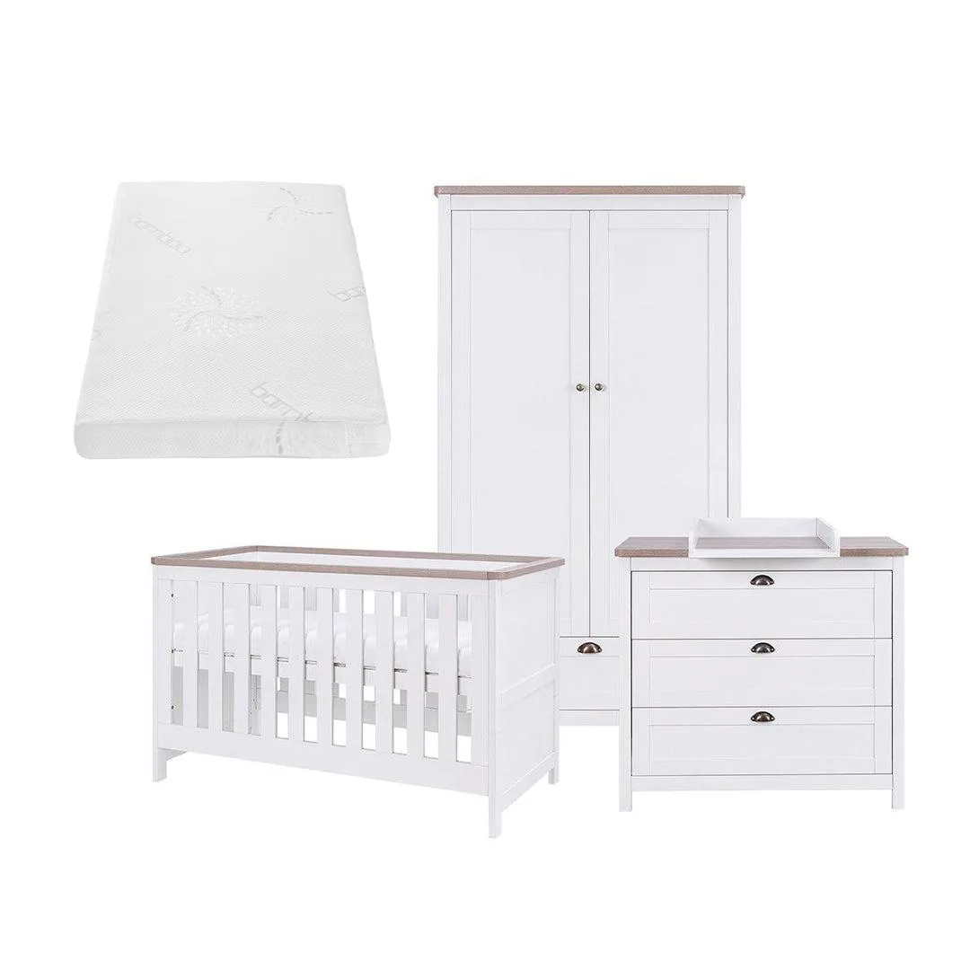 Tutti Bambini Verona 3 Piece Room Set - White/Oak