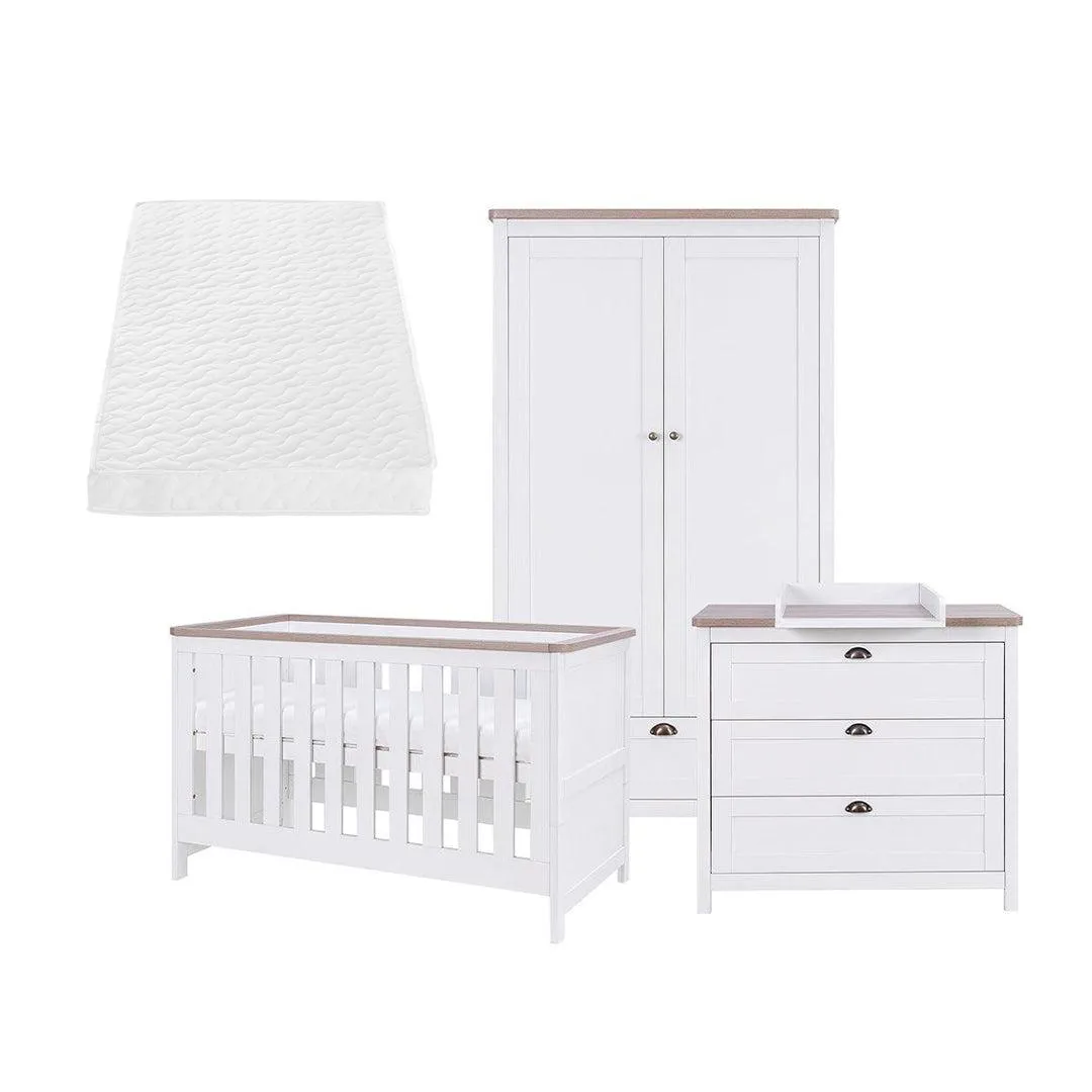 Tutti Bambini Verona 3 Piece Room Set - White/Oak